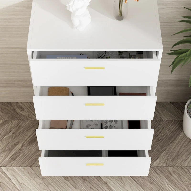 Timechee 37.5-inch Modern Space Saving 4-Drawer Chest, White