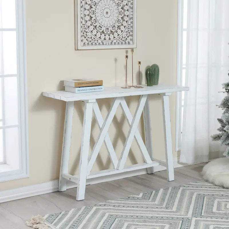Farmhouse White Console and Entry Table - 32.5 H x 47.9 W x 15 D