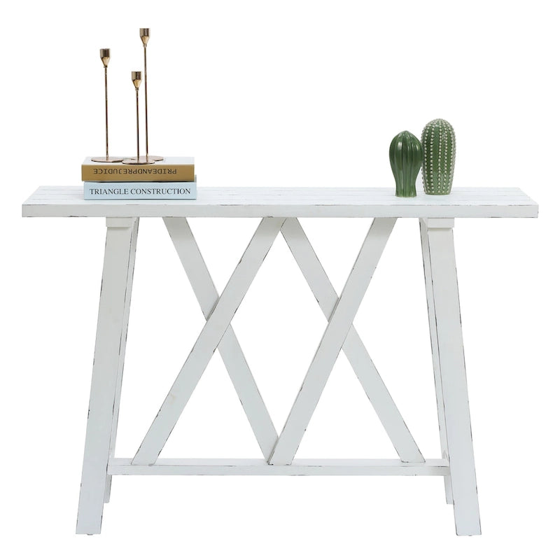 Farmhouse White Console and Entry Table - 32.5 H x 47.9 W x 15 D