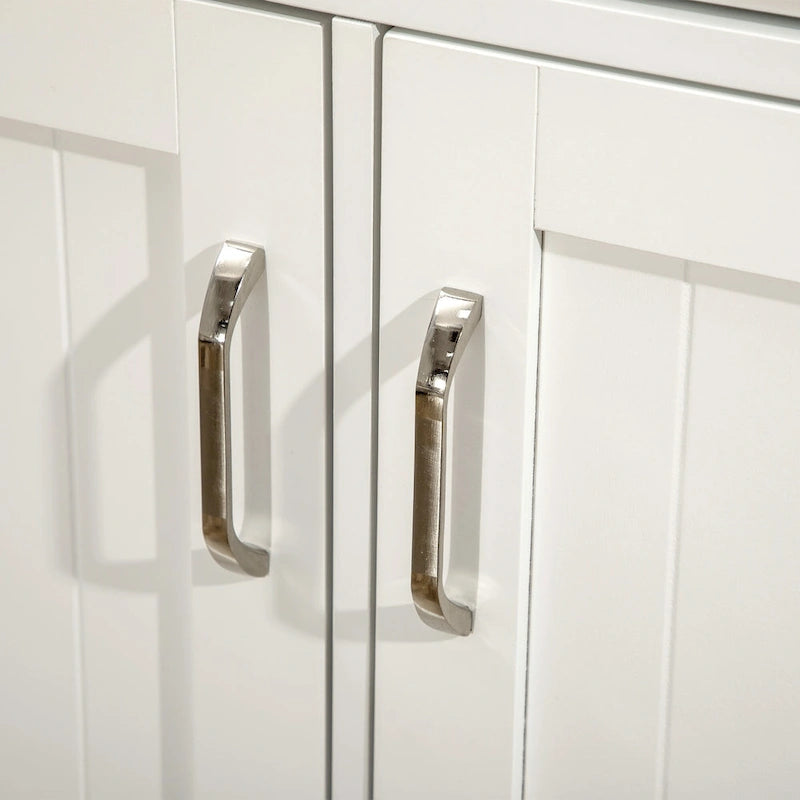 Kitchen Island with Storage Cabinet and 2-Level Rubber Wood Tabletop, Island Table with Adjustable Shelves and Drawers
