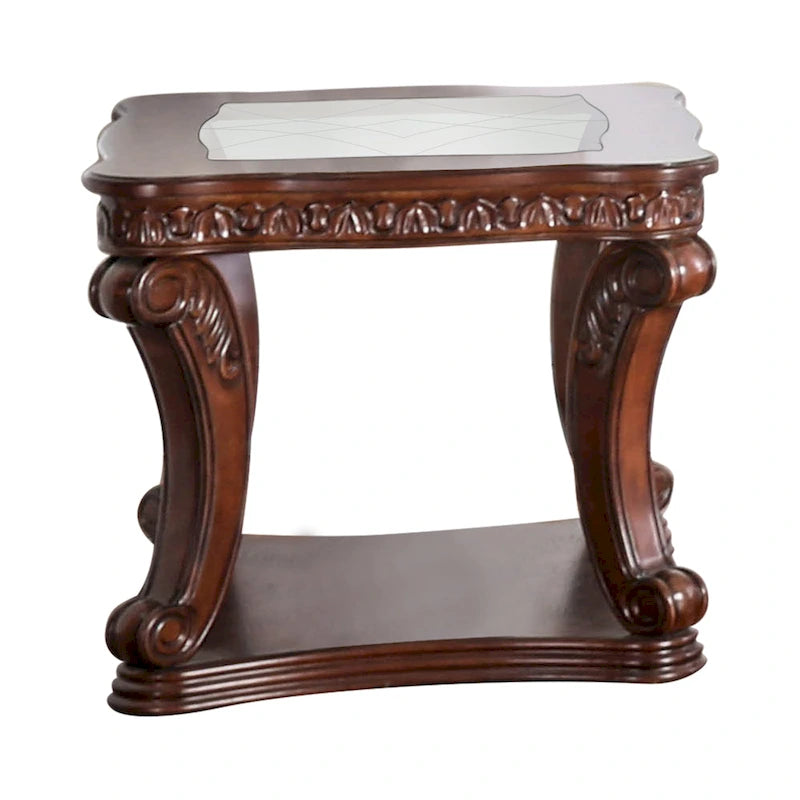 Derg Traditional Oak 26-inch Glass and Wood Shelf-base Side Table by Furniture of America