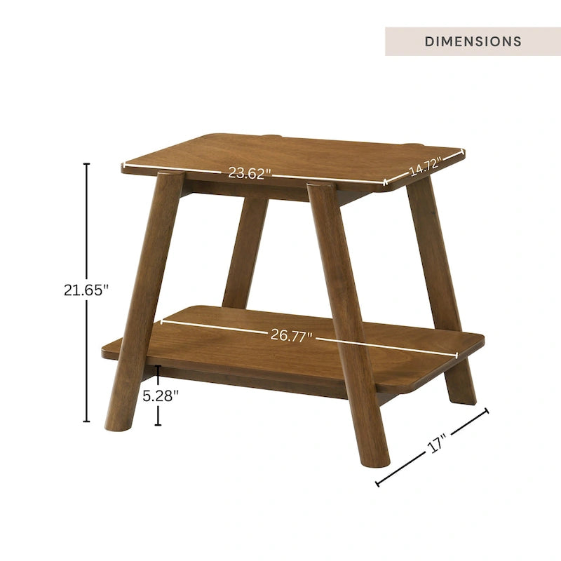 Roundhill Furniture Metz Mid-Century Modern Wood Shelf End Table