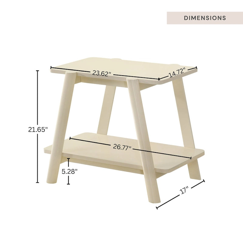 Roundhill Furniture Metz Mid-Century Modern Wood Shelf End Table