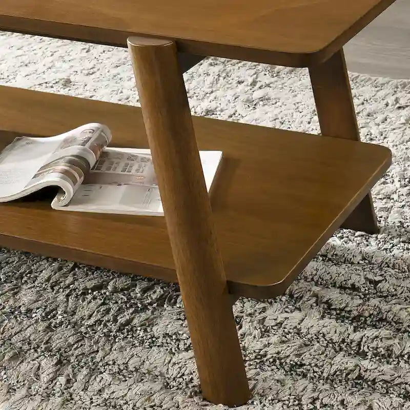 Roundhill Furniture Metz Mid-Century Modern Wood Shelf End Table