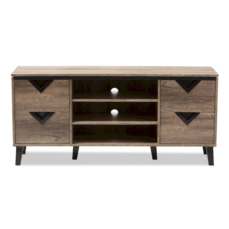 Contemporary Light Brown Wood 4-Drawer 55-Inch TV Stand by Baxton Studio