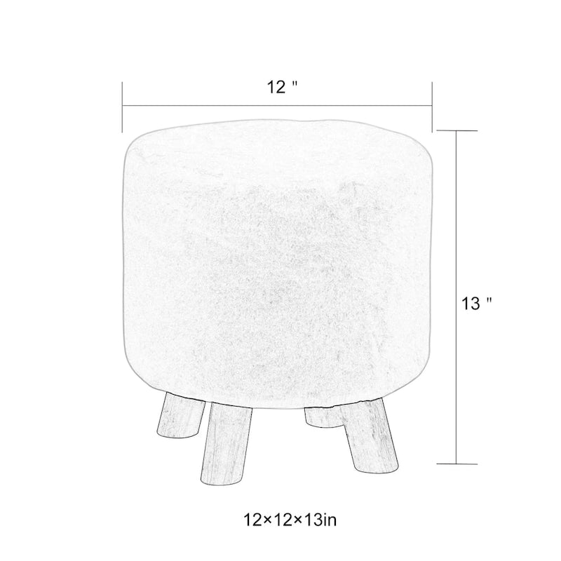 Adeco Round Ottoman Footrest Upholstered Padded Pouf