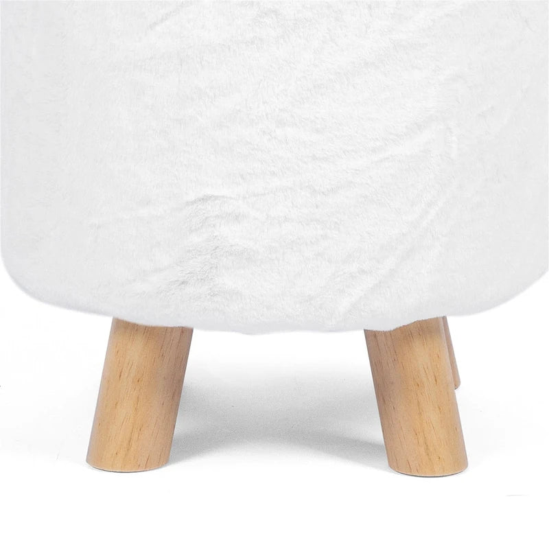 Adeco Round Ottoman Footrest Upholstered Padded Pouf
