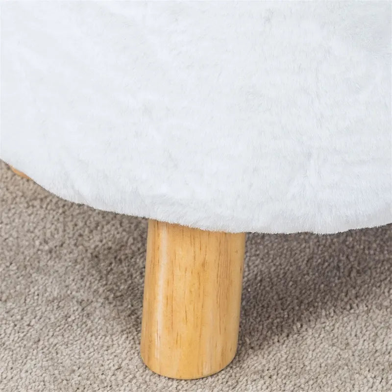 Adeco Round Ottoman Footrest Upholstered Padded Pouf