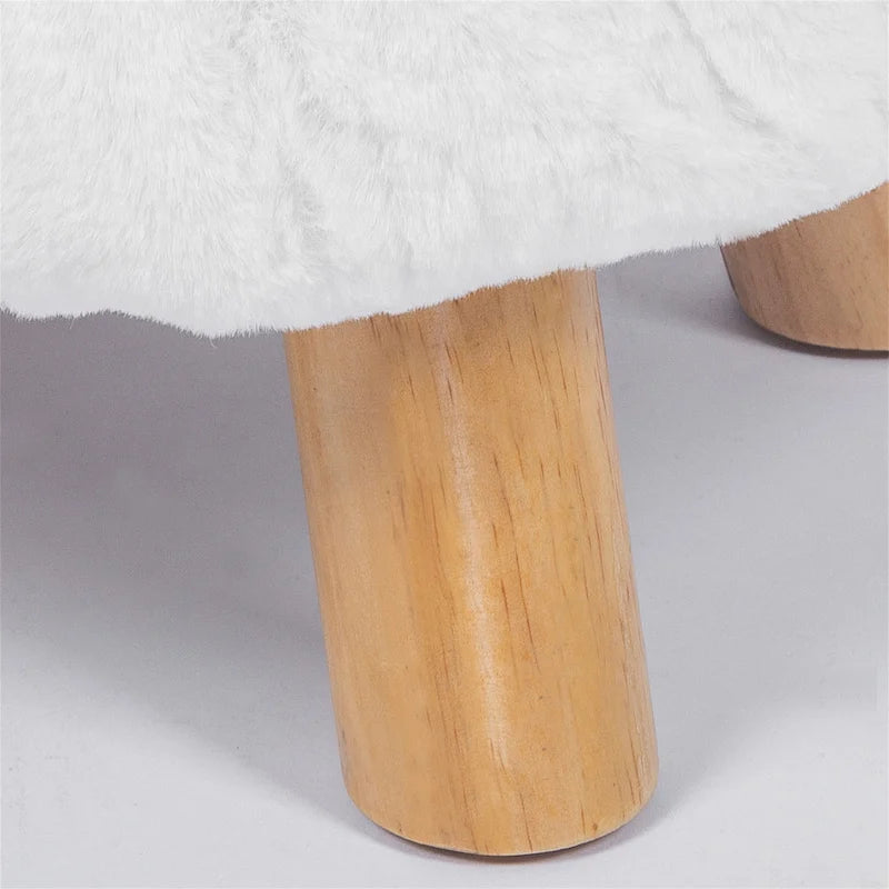 Adeco Round Ottoman Footrest Upholstered Padded Pouf