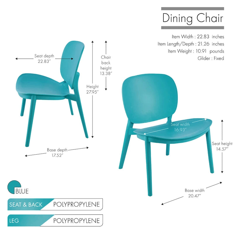 Porthos Home Dani Plastic Dining Chairs Set of 2, Indoors And Outdoors