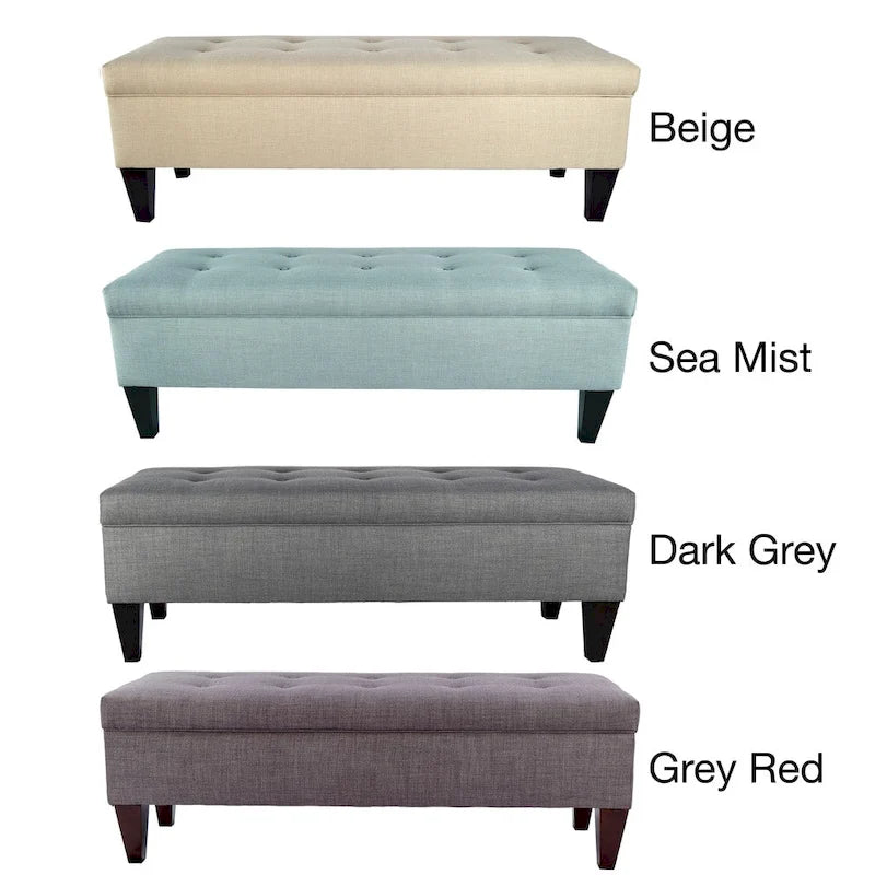 Brooke Button Tufted Long Storage Bench Ottoman