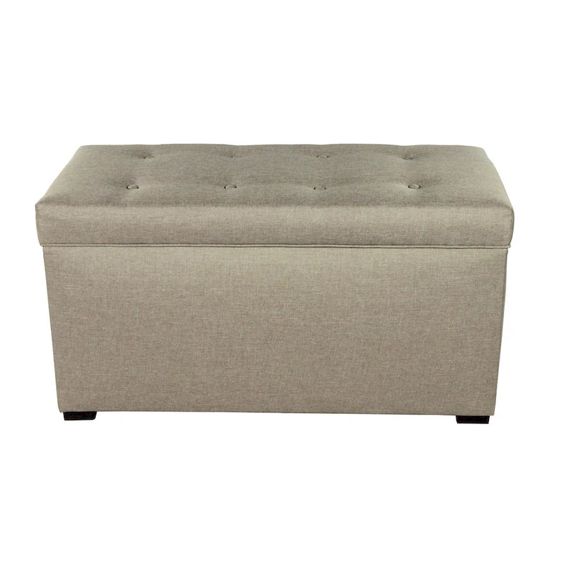 Angela 8 Button Tufted Beige Storage Trunk - Bench