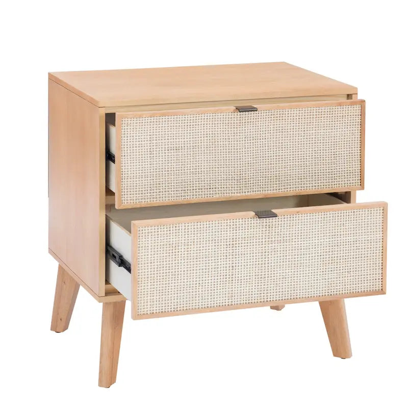 Adelphi Wooden/Cane Mid-Century Nightstand