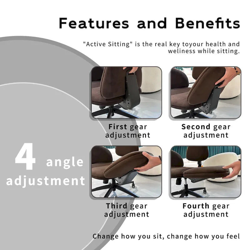 Black Ergonomic Adjustable Meditation Chair Multi-Position Home Office Chair