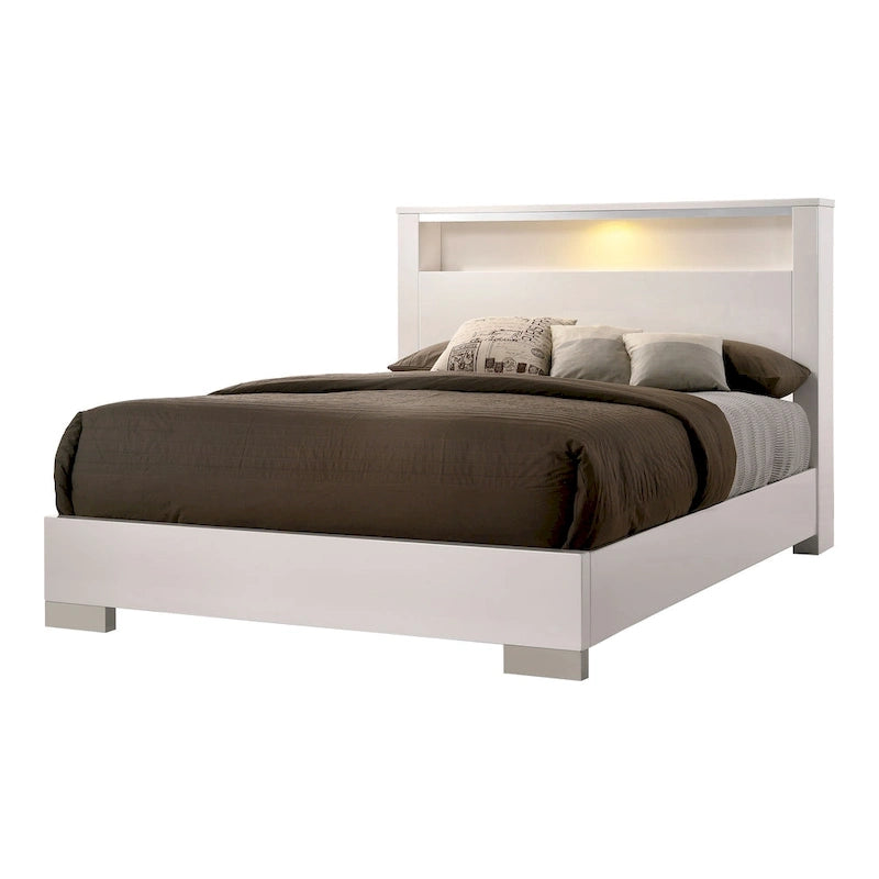 Champs Contemporary Queen Solid Wood Storage 3-Piece Panel Bed with USB Port Set by Furniture of America