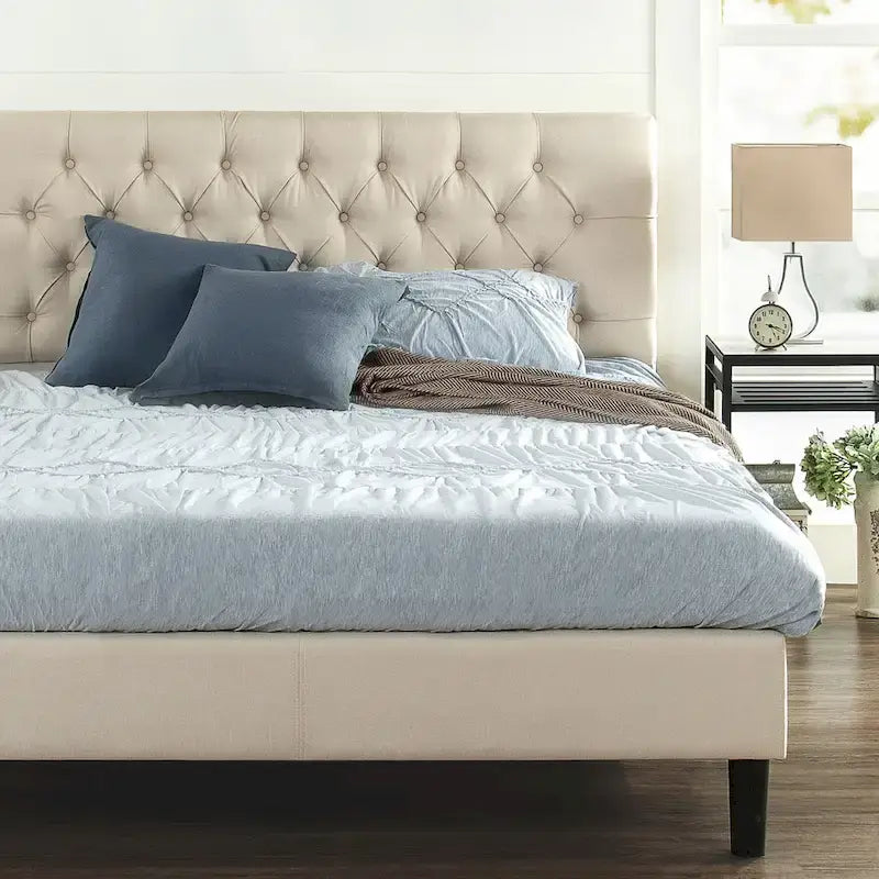 Priage by ZINUS Upholstered Button-tufted Platform Bed Frame