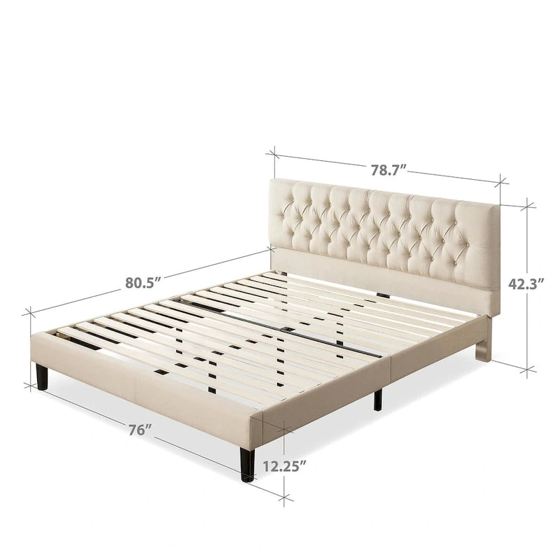 Priage by ZINUS Upholstered Button-tufted Platform Bed Frame