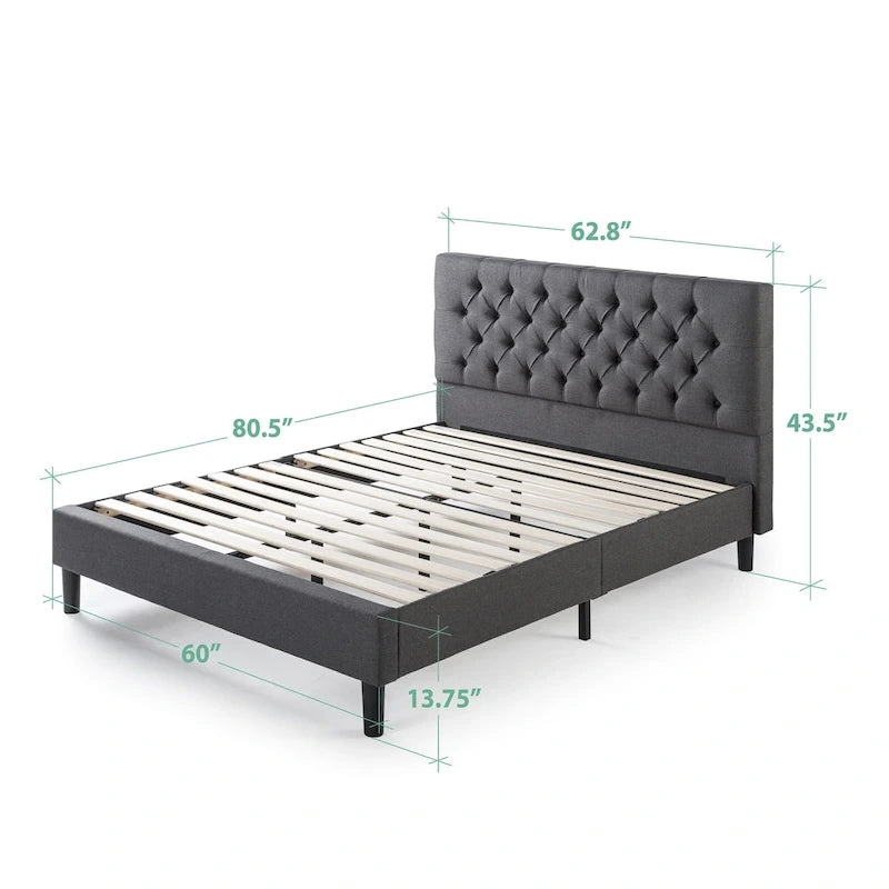 Priage by ZINUS Upholstered Button-tufted Platform Bed Frame