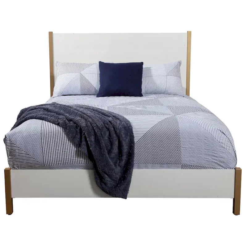 Alpine Furniture Madelyn Wood Panel Bed in White