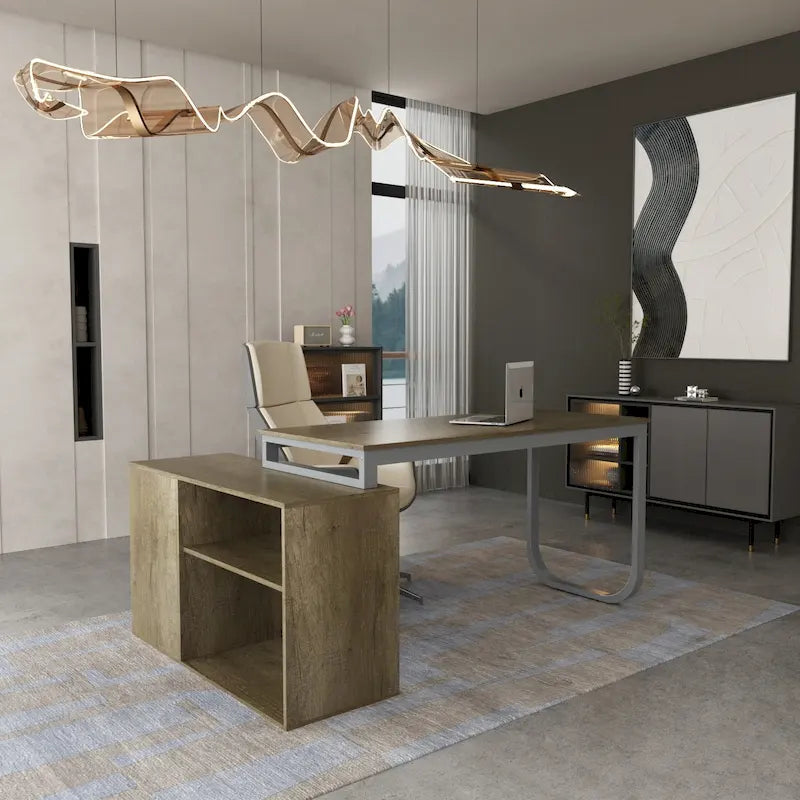 Timechee 55-inch L Shaped Office Computer Desk w/ Drawers