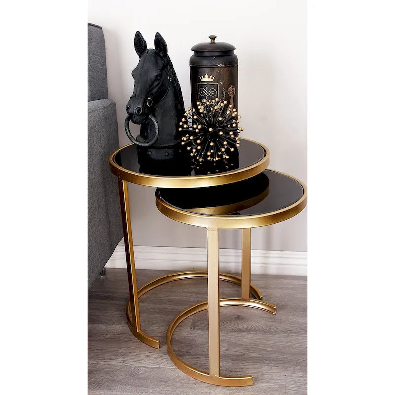 Black/Gold Metal Accent Tables (Pack of 3)