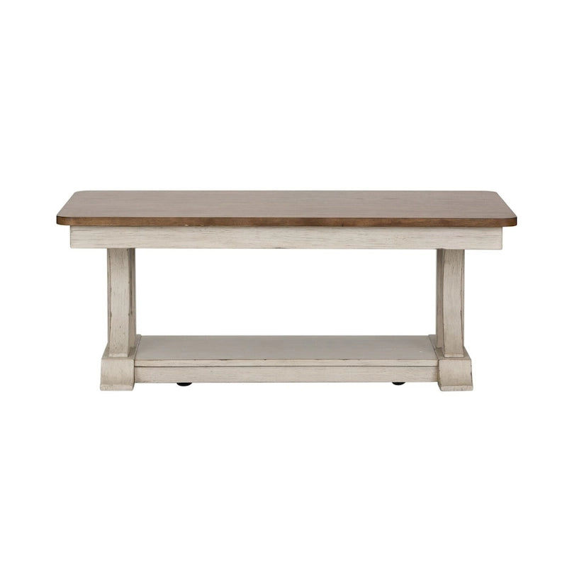 Farmhouse Reimagined Antique White with Chestnut Rectangular Cocktail Table