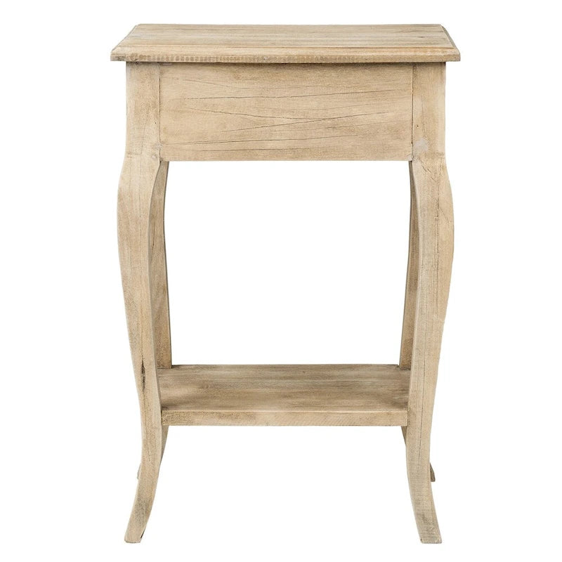 Natural Unfinished Solid Wood Side Table With Drawer by East at Main