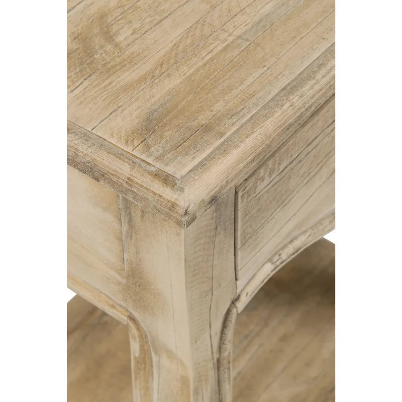 Natural Unfinished Solid Wood Side Table With Drawer by East at Main