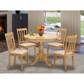 East West Furniture 5 Piece Dining Room Table Set Includes a Round Wooden Table and 4 Kitchen Dining Chairs, Oak(Seat Options)
