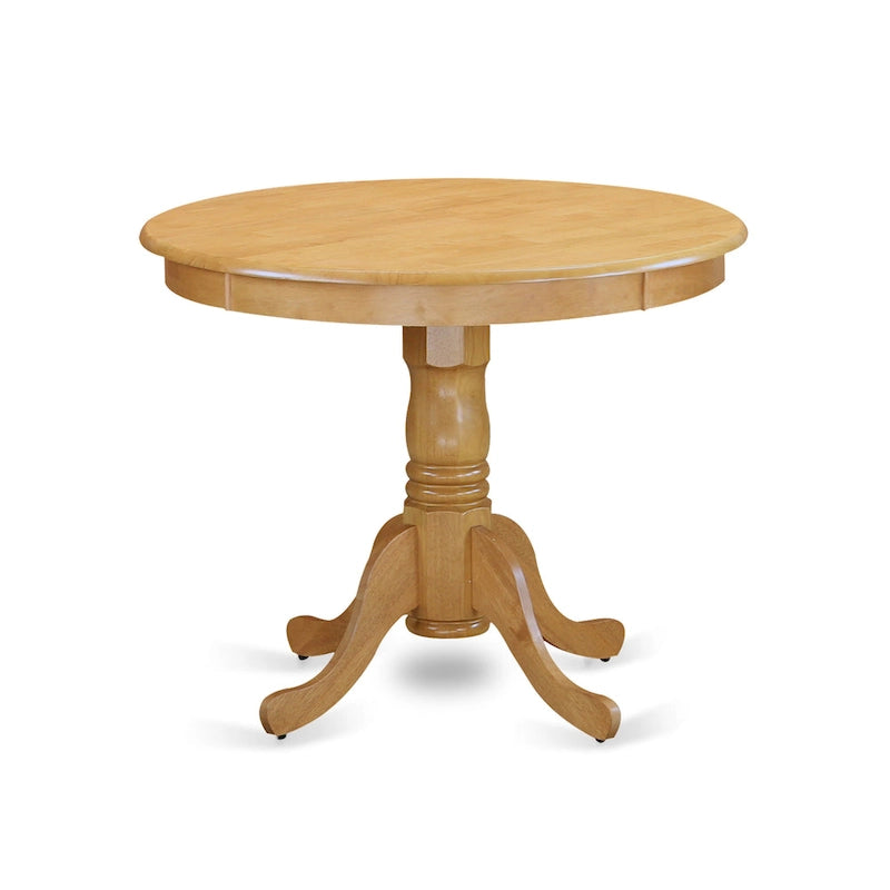 East West Furniture 5 Piece Dining Room Table Set Includes a Round Wooden Table and 4 Kitchen Dining Chairs, Oak(Seat Options)