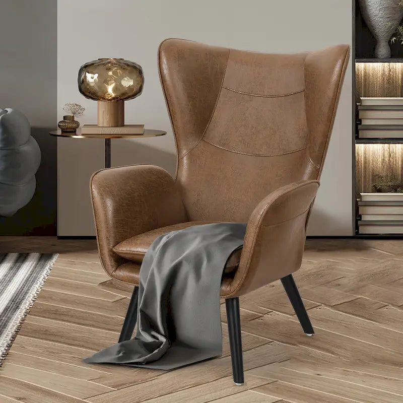 Upholstered Wingback Armchair Leisure Accent Chair, Single - 40.55 H x 28.34 W x 33.1 D