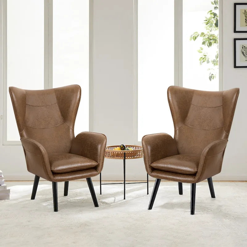 Upholstered Wingback Armchair Leisure Accent Chair, Single - 40.55 H x 28.34 W x 33.1 D