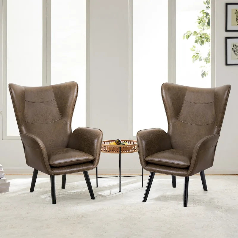 Upholstered Wingback Armchair Leisure Accent Chair, Single - 40.55 H x 28.34 W x 33.1 D