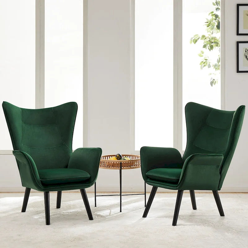 Upholstered Wingback Armchair Leisure Accent Chair, Single - 40.55 H x 28.34 W x 33.1 D