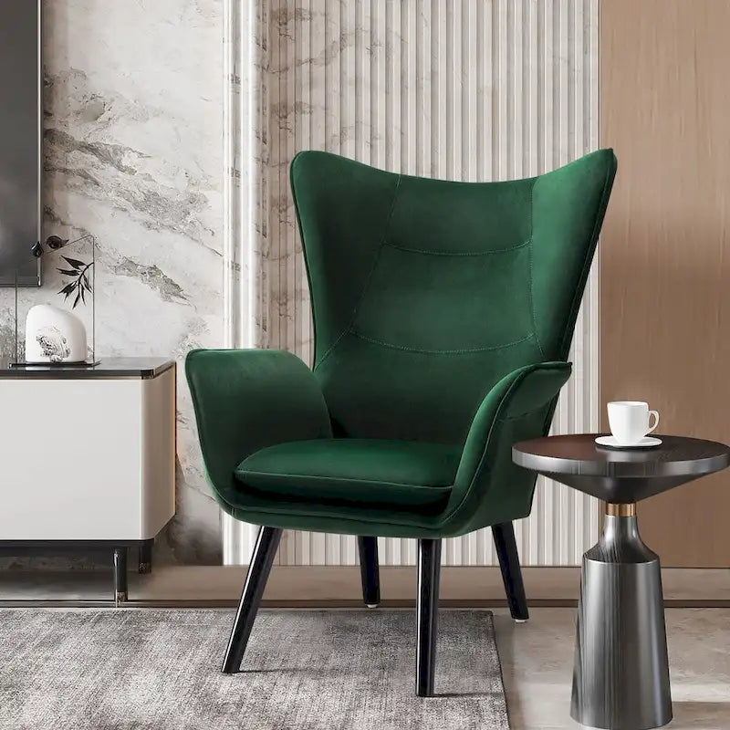 Upholstered Wingback Armchair Leisure Accent Chair, Single - 40.55 H x 28.34 W x 33.1 D