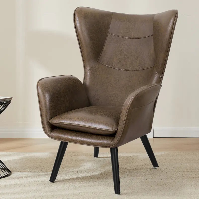 Upholstered Wingback Armchair Leisure Accent Chair, Single - 40.55 H x 28.34 W x 33.1 D
