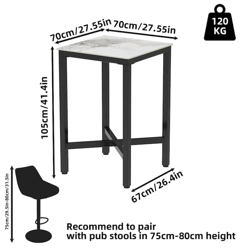 Bar Height 41.4 Dining Table - 27.55x27.55x41.4 inch