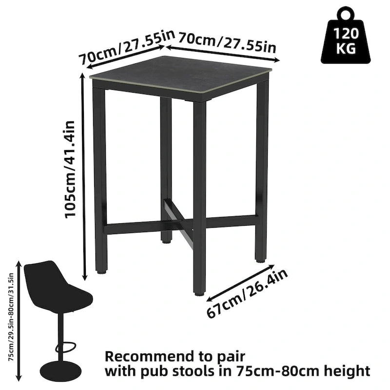 Bar Height 41.4 Dining Table - 27.55x27.55x41.4 inch