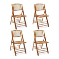 VINGLI Rattan Bamboo Dining Chair Folding Chair for Outdoor Indoor