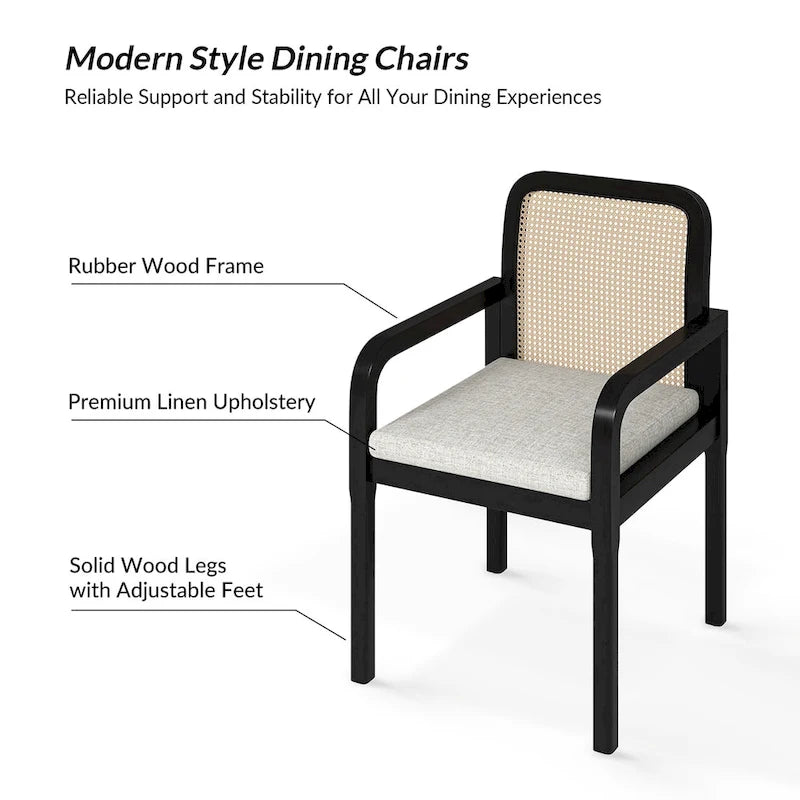 Antoine Modern Ratten Back Dining Chair with Removable Cushion by HULALA HOME