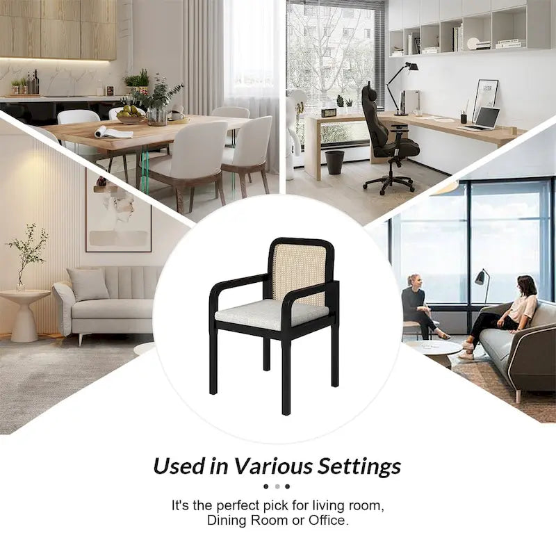 Antoine Modern Ratten Back Dining Chair with Removable Cushion by HULALA HOME
