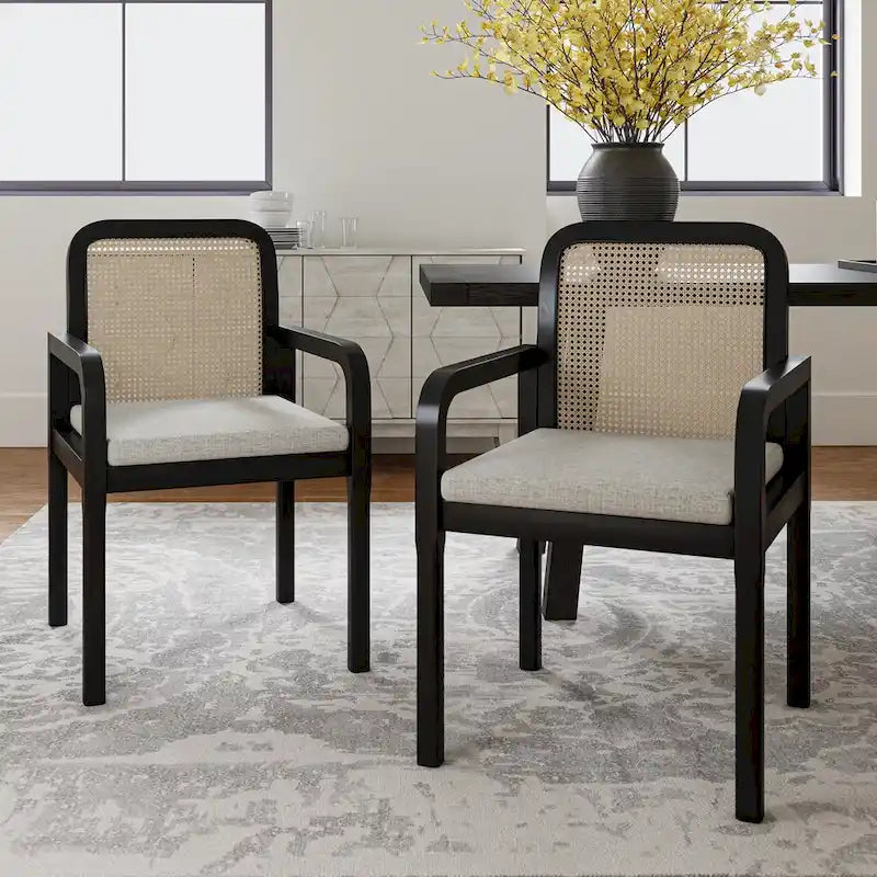 Antoine Modern Ratten Back Dining Chair with Removable Cushion by HULALA HOME