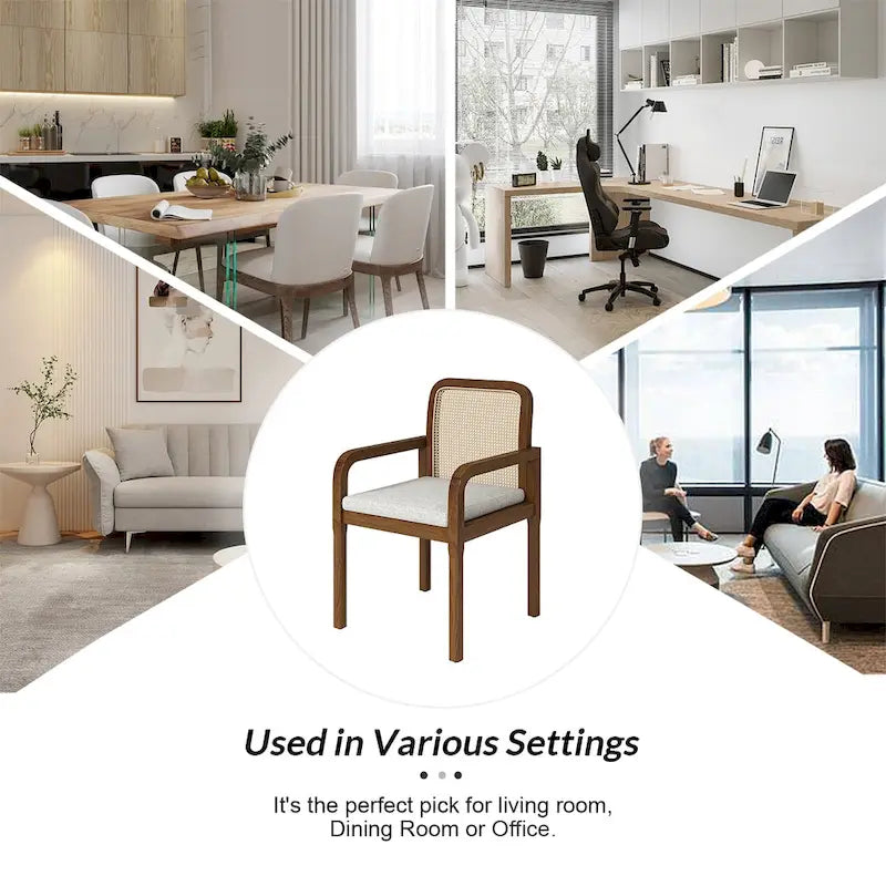 Antoine Modern Ratten Back Dining Chair with Removable Cushion by HULALA HOME