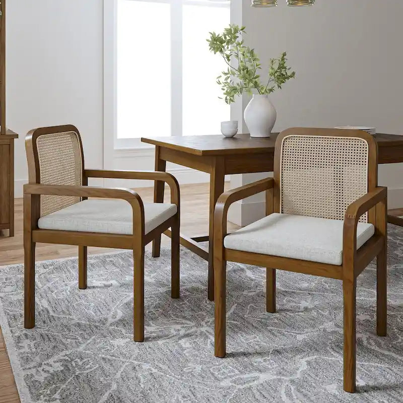 Antoine Modern Ratten Back Dining Chair with Removable Cushion by HULALA HOME