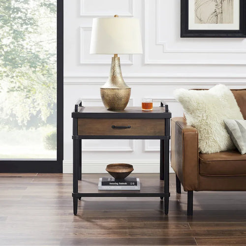 Art Leon Mid-century Wood Side End Table with Drawer