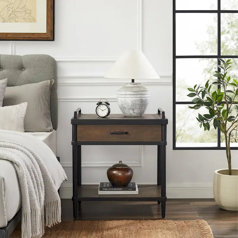 Art Leon Mid-century Wood Side End Table with Drawer