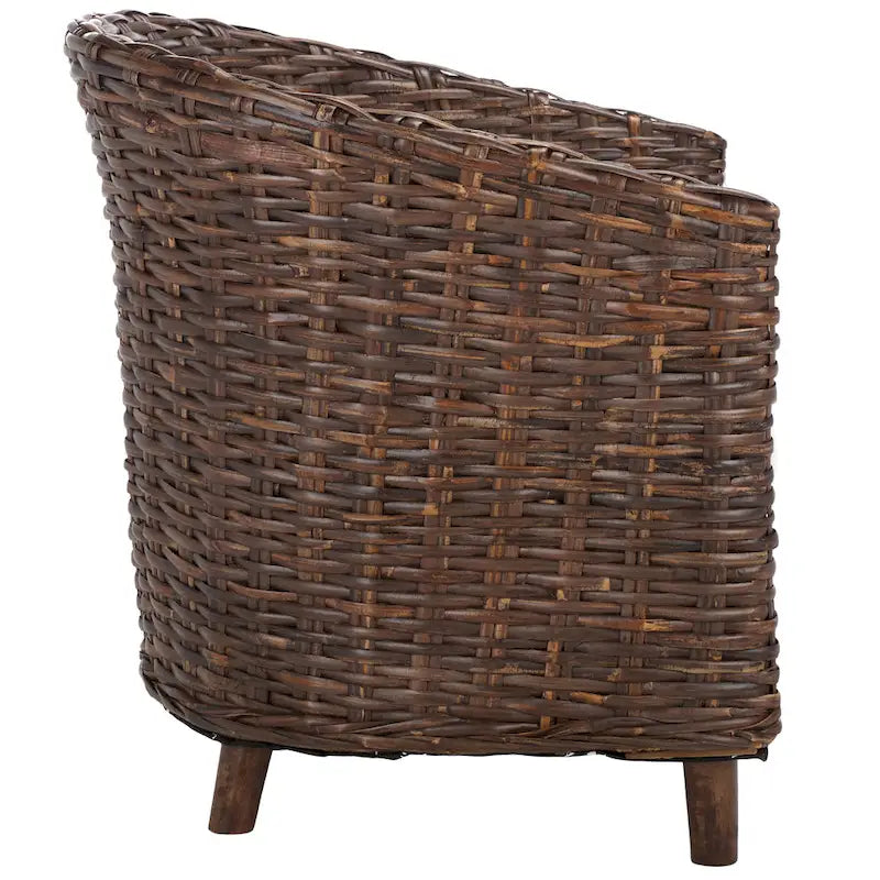 SAFAVIEH Charla Rattan Barrel Chair with Cushion - 29.1 x 27.2 x 32.7 - 29Wx27Dx33H