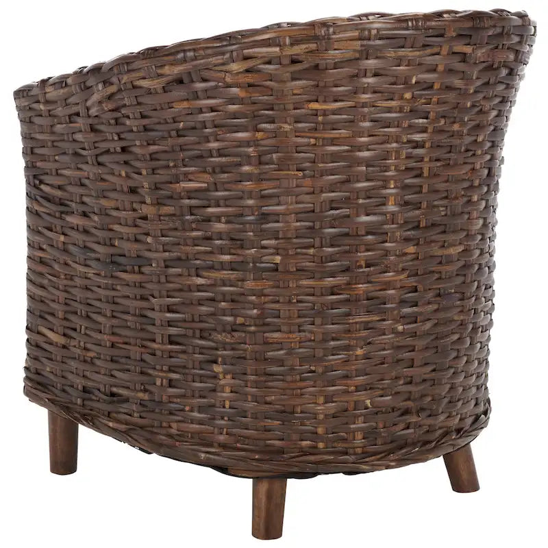 SAFAVIEH Charla Rattan Barrel Chair with Cushion - 29.1 x 27.2 x 32.7 - 29Wx27Dx33H