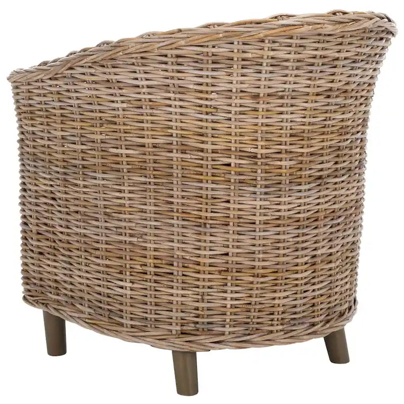 SAFAVIEH Charla Rattan Barrel Chair with Cushion - 29.1 x 27.2 x 32.7 - 29Wx27Dx33H