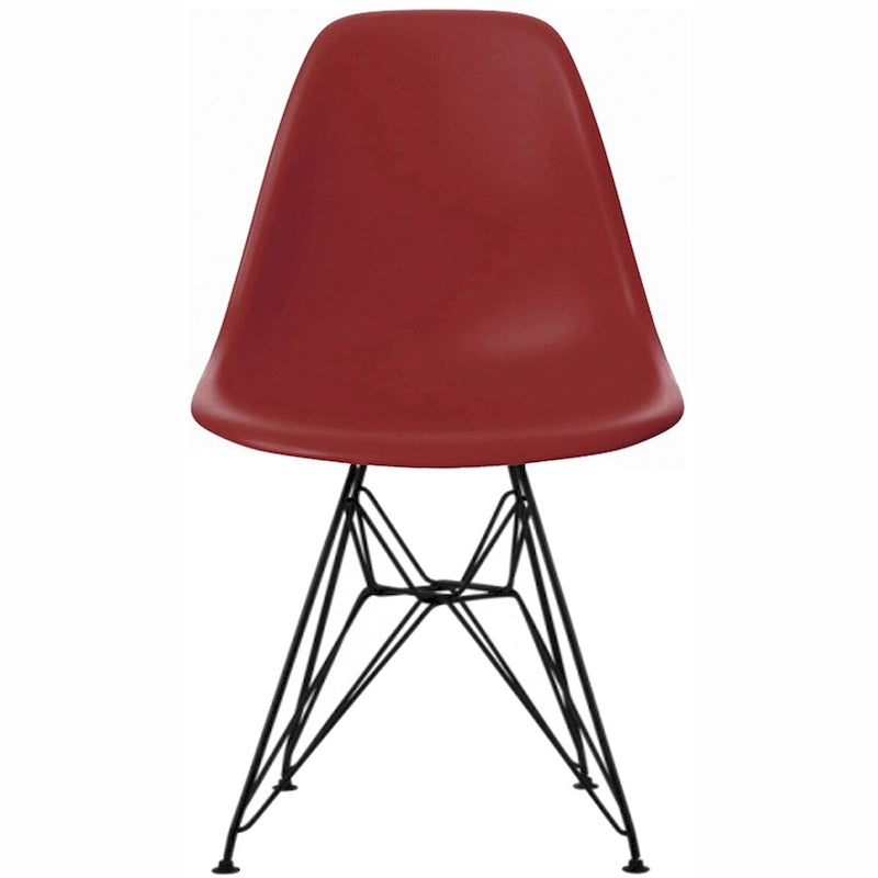 Modern Plastic Accent Designer Side Dining Matte Chair With Dark Black Wire Chrome Legs Base